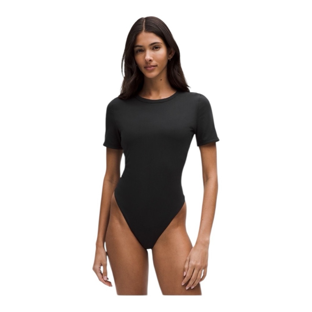 Lululemon Stretch Cotton Ribbed Short-Sleeve Bodysuit Black Size XS/4 NWT